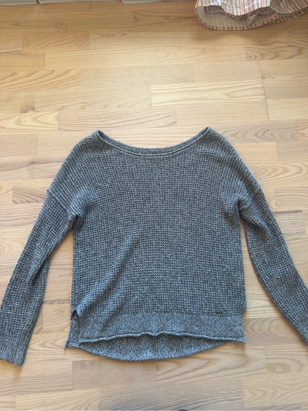 Hollister Heather Gray Waffle Knit Scoopneck Sweater
